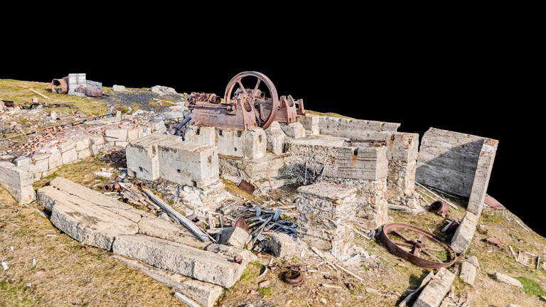 3D-Modell des Kraftwerks des Bergwerks Advent City auf Spitzbergen